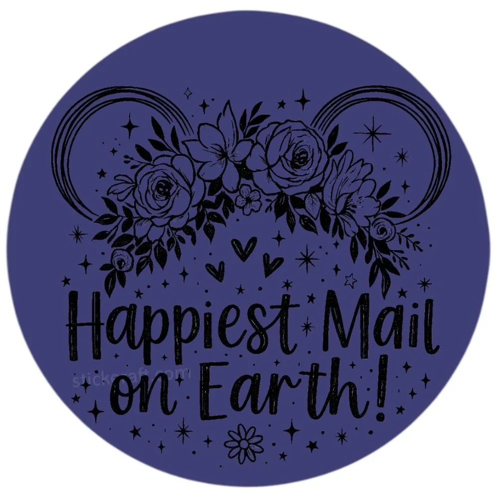 Happiest Mail on Earth Sticker 2” | Cute DISNEY Label | Small Biz Packaging